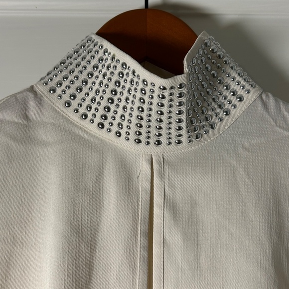 NWT H&M | Crepe Blouse w/silver studs | Women's small | Off white | Long Sleeve - Picture 9 of 9